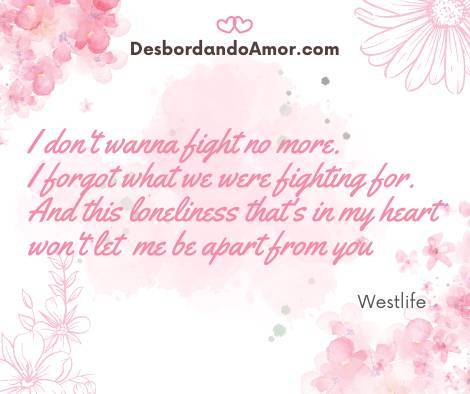 I don't wanna fight no more.
I forgot what we were fighting for.
And this loneliness that's in my heart
won't let  me be apart from you 